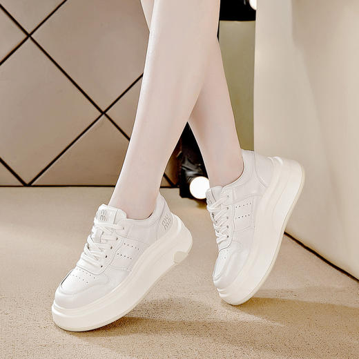 真皮厚底6cm舒适透气网纱鞋小白鞋单鞋XM909 商品图3