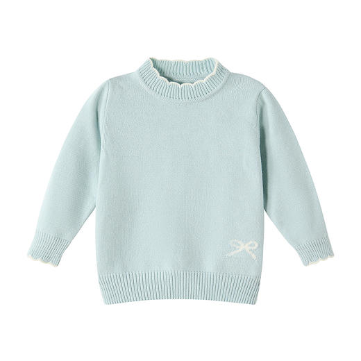 笛莎Deesha 童装女童毛衫2025冬新款女童甜甜撞色波浪花瓢边蝴蝶结毛衣 商品图4