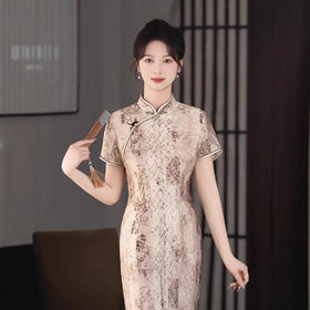 改良版旗袍新中式复古名媛印花连衣裙GSJ9355