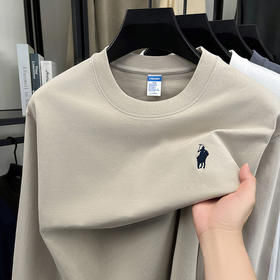 2025秋季新款休闲时尚刺绣打底衫长袖男T恤纯棉280克圆领男士卫衣