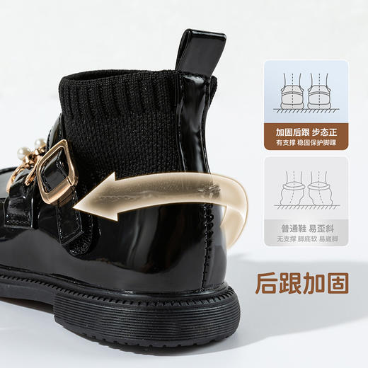 贝贝怡2025秋冬新款公主皮鞋女童舒适保暖中帮袜靴女孩学步鞋休闲鞋ZB4EX001 商品图3