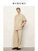 HIDEMI 简约廓形丝绒套装 衬衫/阔腿裤  米杏色/黑色 商品缩略图1