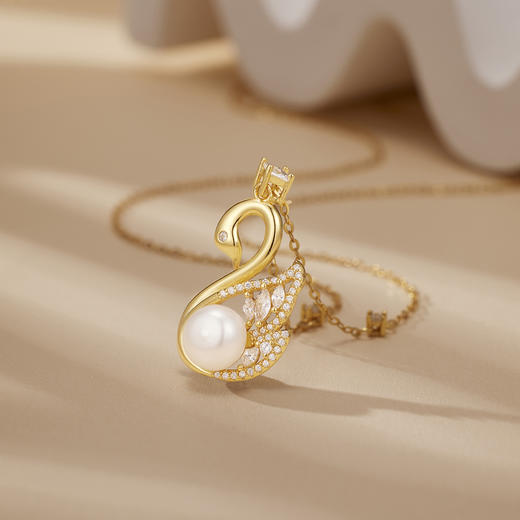 s925纯银珍珠天鹅吊坠项链XL584 商品图2