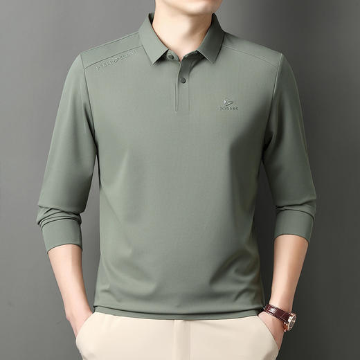 【春秋季男装无痕t恤打底衫】长袖polo衫男士百搭商务休闲中年高级感 商品图3