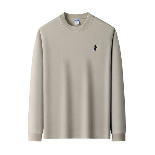 2025秋季新款休闲时尚刺绣打底衫长袖男T恤纯棉280克圆领男士卫衣 商品图4