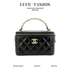 香奈儿 油蜡牛皮字母手柄盒子链条包！（LZ）