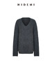 HIDEMI 进口强缩肌理澳洲美利奴羊毛v领大阔型厚款oversize套头慵懒毛衣 商品缩略图9