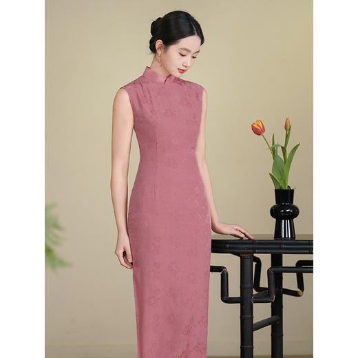 梅夏清赏夏款人棉提花素雅国风旗袍LSB3407 商品图1