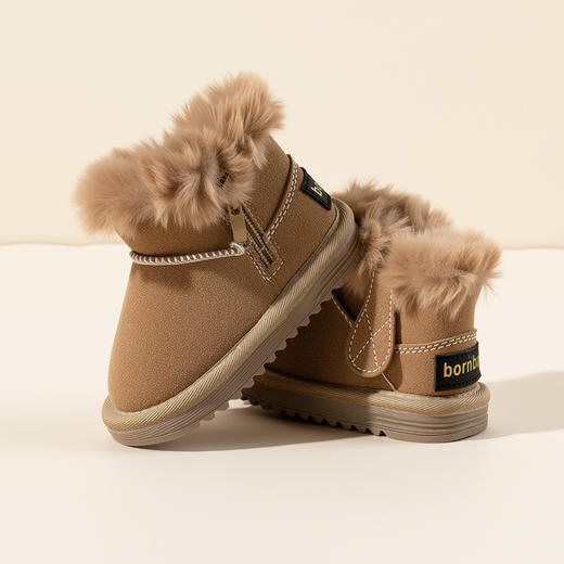 贝贝怡童鞋儿童雪地靴男女童短靴加厚加绒2025秋冬靴子百搭保暖棉靴ZB4EX006 商品图2