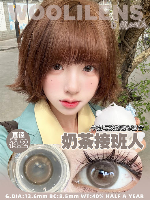 woolilens半年抛 韩剧女主/奶茶接班人 14.2mm 温柔棕色 商品图0