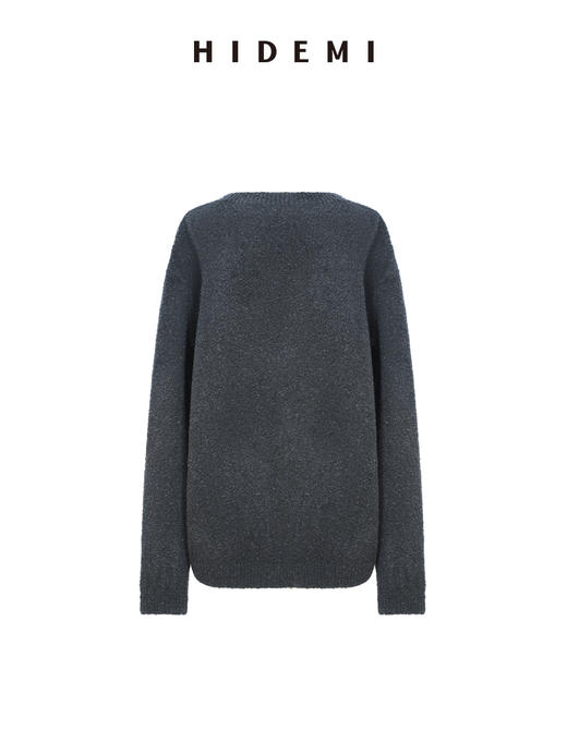 HIDEMI 进口强缩肌理澳洲美利奴羊毛v领大阔型厚款oversize套头慵懒毛衣 商品图10