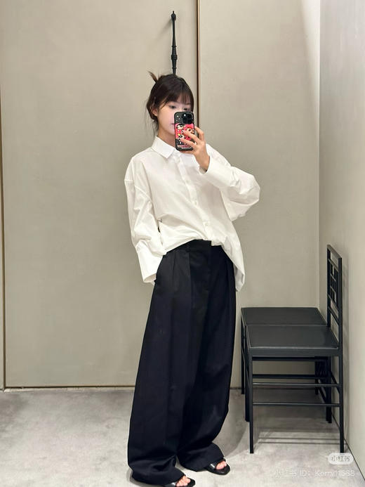 825-3 排他性独家圆正 设计感 lew帅酷黑色丝棉 高腰弯刀长裤 我穿38码 商品图5