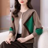 撞色几何拼接单排扣上衣，宽松百搭毛衣时尚外套CC-QQH-9192 商品缩略图1