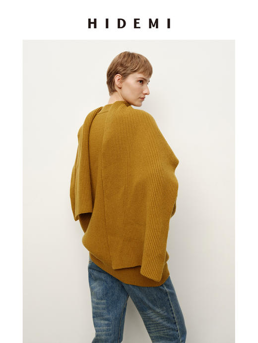 HIDEMI 美利奴羊毛分体围巾设计感粗针加厚款大毛衣 商品图4