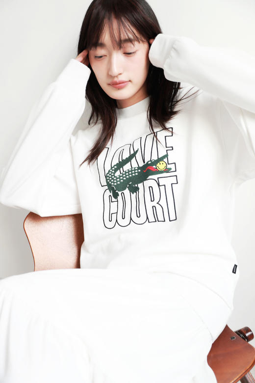 胸口刺绣+袖口小标，是限量联名款。网球美式圆领长袖卫衣C082466 商品图0