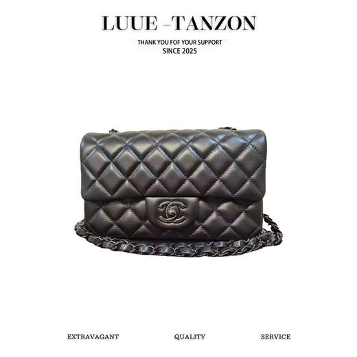 香奈儿 Classic Flap 经典羊皮CF 口盖单肩斜挎包  全黑 mini （LZ） 商品图0