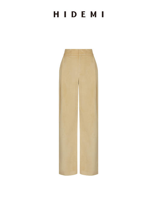 HIDEMI 简约廓形丝绒套装 衬衫/阔腿裤  米杏色/黑色 商品图8