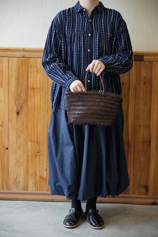 Antiquites ichi 藏蓝带条纹图案长袖衬衫 商品图3