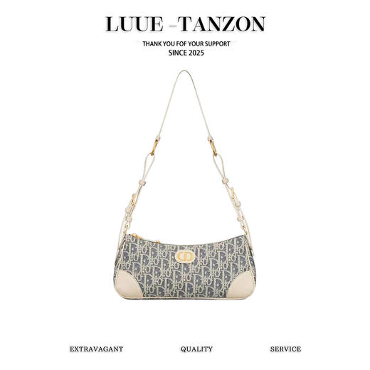 迪奥 30 Montaigne 金色饰面金属CD标志单肩包牛仔蓝拼米色（LZ） 商品图0