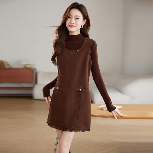 小香风毛呢背心连衣裙，气质减龄宽松打底两件套装裙HR-JNFGN2423 商品图0
