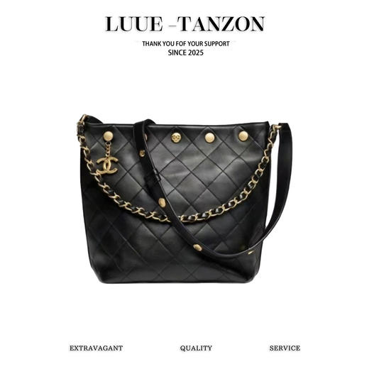 香奈儿 25P 金属硬件 抛光小羊皮 水桶包斜挎单肩包 （LZ） 商品图0