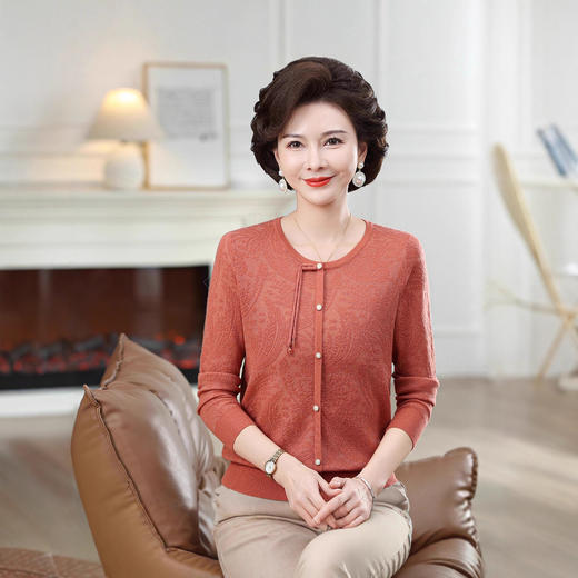 xxr2519中老年妈妈秋装新中式上衣2025新款气质针织小衫春秋打底洋气衣服 商品图1
