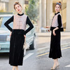 新中式连衣裙新款气质马甲黑色内搭打底丝绒套装裙EBDU952 商品缩略图1