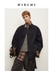 HIDEMI 深藏青极简手工毛边双层拼接立领口袋款短款外套 商品缩略图0
