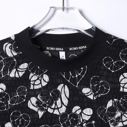 T4802SDSA男士秋冬新款轻奢痞帅男装休闲提花爱心印花圆领长袖T恤时尚 商品图2