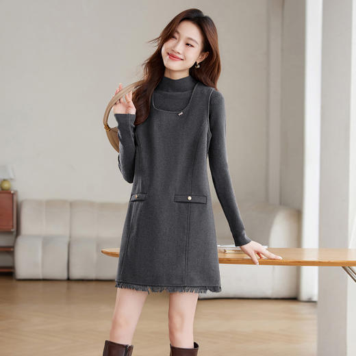 小香风毛呢背心连衣裙，气质减龄宽松打底两件套装裙HR-JNFGN2423 商品图1
