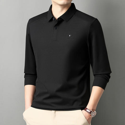 【春秋季男装无痕t恤打底衫】长袖polo衫男士百搭商务休闲中年高级感 商品图1
