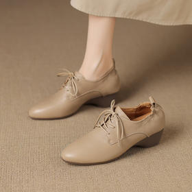 【预售5天】超软舒适通勤头层羊皮，系带小皮鞋真皮软底中跟单鞋YF&8876