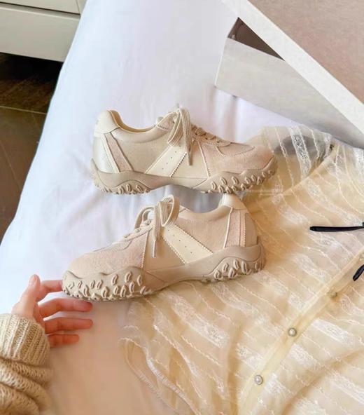 香港工厂舒适牛反绒拼接纯皮慢跑饼干鞋阿甘鞋 商品图5