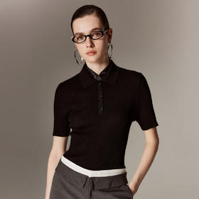 【帕罗】B3F | 100%山羊绒立领短袖针织衫