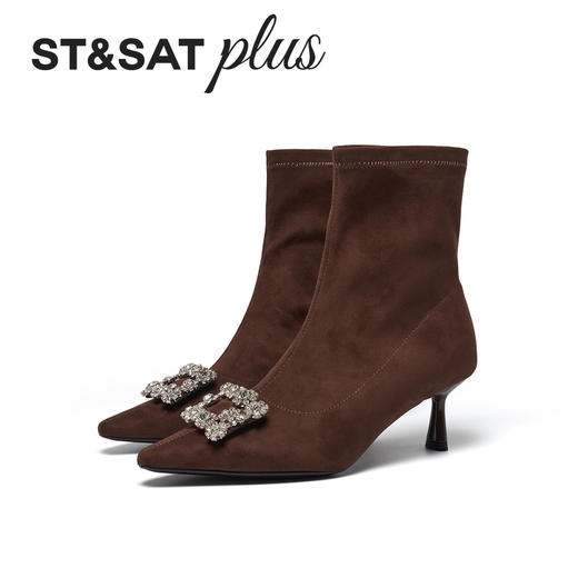 星期六摩登尖头绒面钻扣时装靴SSD4116575 商品图10