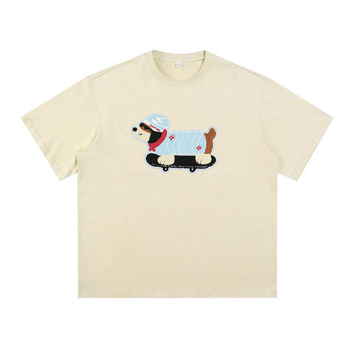 【YW】无忧购“清仓大促”美式趣味小狗绣花纯棉情侣宽松半袖休闲短袖T恤MT7190(截单后3-5天发货) 商品图7