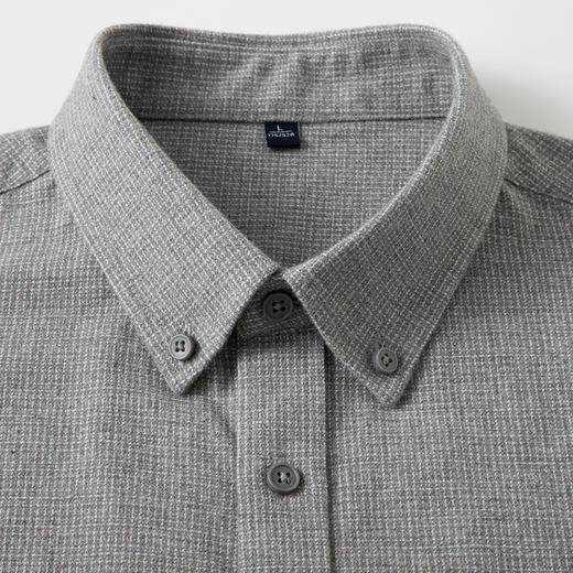 【全棉】罗蒙秋冬长袖衬衫男士纯棉保暖舒适易打理简约领尖小扣时尚衬衣 商品图6