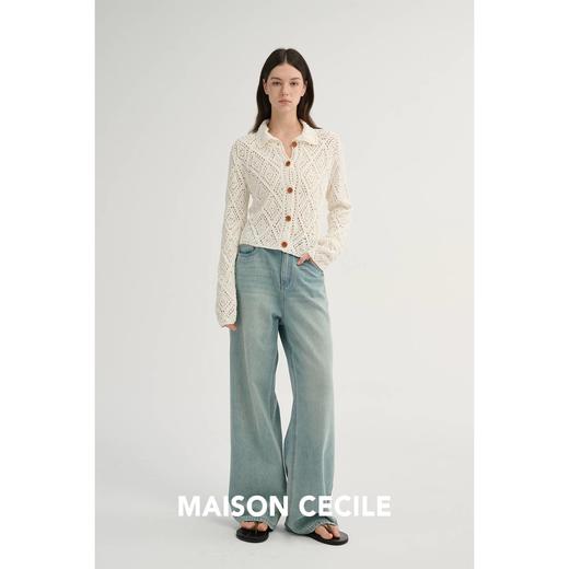 MAISON CECILE 重工镂空钩花翻领显比例针织长袖开衫 商品图4