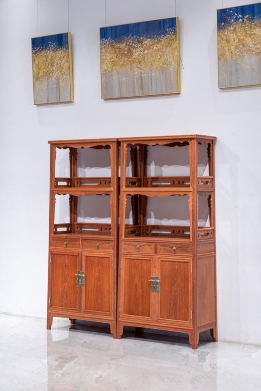 红桥红  家具严选  缅甸花梨（大果紫檀）【184壸门双层 亮格柜】 商品图1