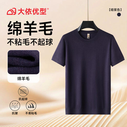 【绵羊毛】【DG】大依优型大码男装圆领短袖毛衣加肥加大码宽松毛线衫内搭针织衫男士上衣 商品图4