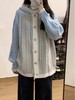 【孤品捡漏】（袖口有些脏）G20灰蓝拼色中长针织麻花连帽毛衫-喜出 商品缩略图0