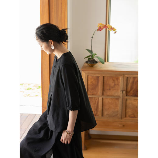 牧衣游原创 丝棉轻薄套头衫秋季新款轻薄文艺素雅百搭上衣 茶与蝉 商品图2