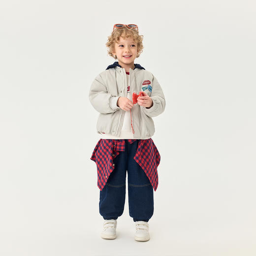 【无氟防泼水】马克珍妮男童时尚可拆连帽夹棉外套秋冬新款551353 商品图1