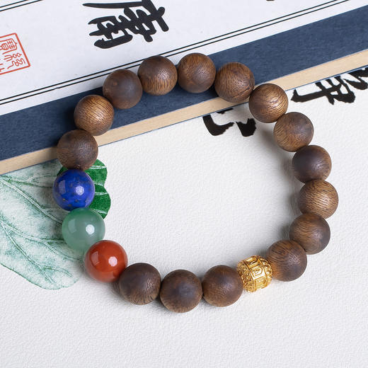 xy0565沉香+南红青金石非洲翠手串 商品图3