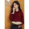 鹿向南「玫红陷阱」复古酒红色polo领衬衫女秋季气质小众长袖上衣 商品缩略图0
