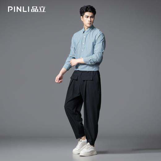 PINLI品立2025秋季新款莫代尔条纹衬衫男士免烫休闲商务长袖衬衣GD253113053 商品图3