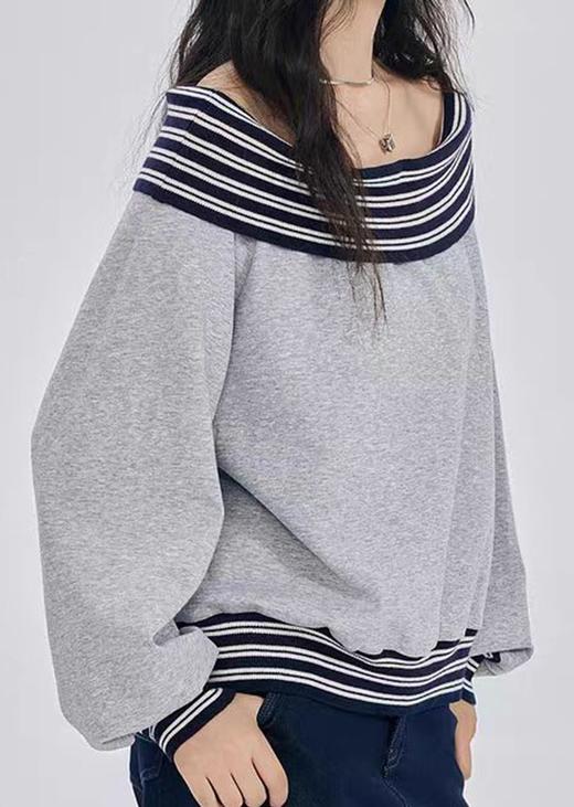 【门店同款】ENJOY秋季“城市与旷野”韩系条纹拼接卫衣 164343114 商品图1