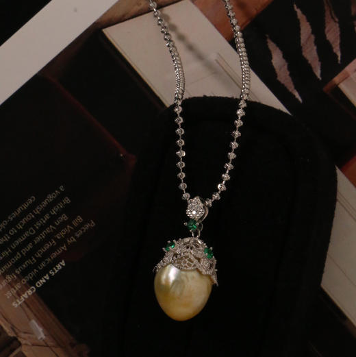 金珠巴洛克吊坠  纯银镶嵌 非常好看的金色系 13mm+ 图片的链子另算 送普通素链 商品图0