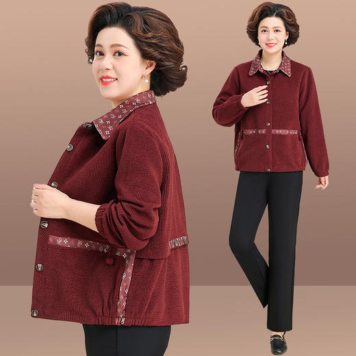 B-25C1609妈妈2025新款秋装外套中老年女装翻领上衣200斤时尚气质春秋 商品图0