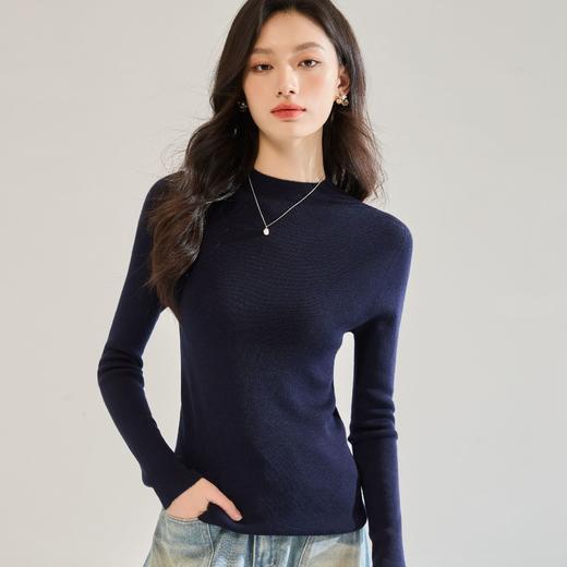 「高货sh」全新升级【铂金会员257/天猫339/差价82】(55521)洛诗琳新款无缝全羊毛针织衫2025秋季半高领修身打底上衣 商品图0